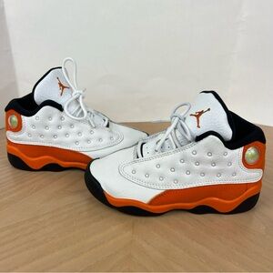 Air Jordan 13 Kids White and Orange Starfish Retro Basketball Sneakers size 9C